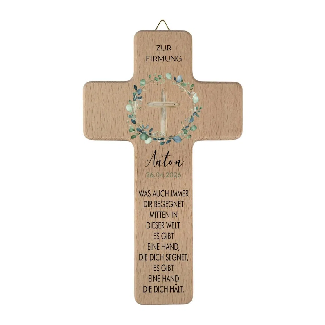 minimutz Personalisiertes Holzkreuz zur Firmung, Firmgeschenk Wandkreuz mit Namen, Datum & Segensspruch, Geschenk Patenkind Enkel (Firmung Kreuz)