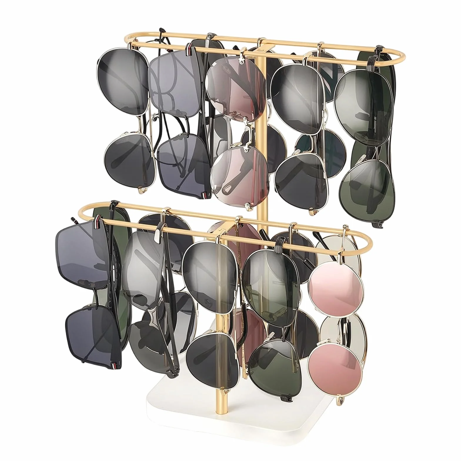 Sonnenbrillenhalter, Doppelstöckiger Brillenständer für 20 Brillen, Sonnenbrillen Display, Brillen Organizer für Tisch, Kommode, Schreibtisch, Arbeitsplatte, Schlafzimmer