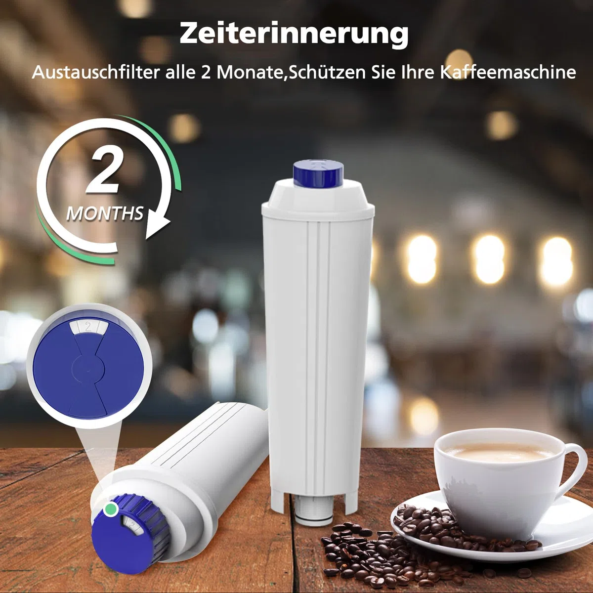 6 Stück Wasserfilter Passend für Delonghi DLSC002, Wasserfilterkartuschen kompatibel mit Delonghi Magnifica s, ECAM, ESAM, ETAM, EPAM, Primadonna Kaffeemaschine
