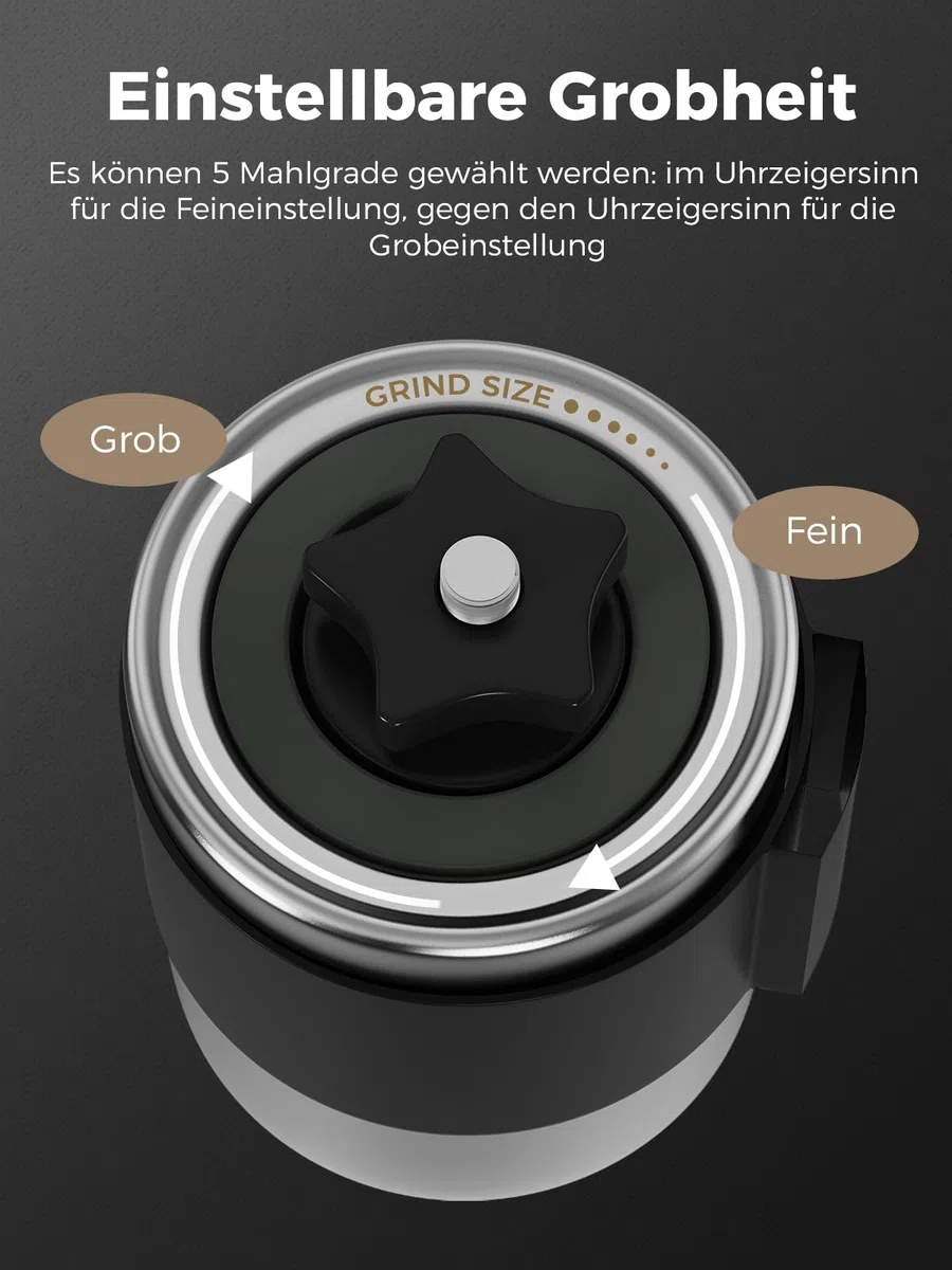 Kaffeemühle Manuell,Keramikmahlwerk mit 20 g Fassungsvermögen,Einstellbare Mahlgrad Einstellung,Hand Kaffeemühle für Outdoor und Camping,304 Edelstahl
