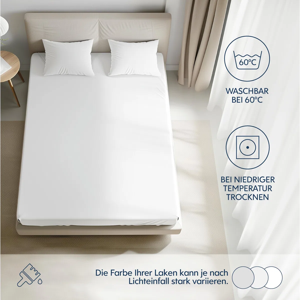 Dreamzie Premium Spannbettlaken 180x200 cm, Spannbetttuch für Dicke Matratzen bis zu 27 cm, Bettlaken 100% Jersey Baumwolle, 150 g/m², Oeko-TEX Zertifiziert - Weiß