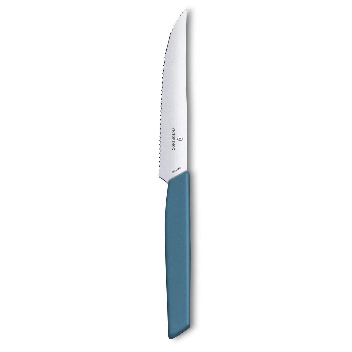 Victorinox Swiss Modern, Profi Steakmesser Set, 2-teilig, Extra Scharfe Klinge, Wellenschliff, 12 cm, Rostfreier Stahl, blau