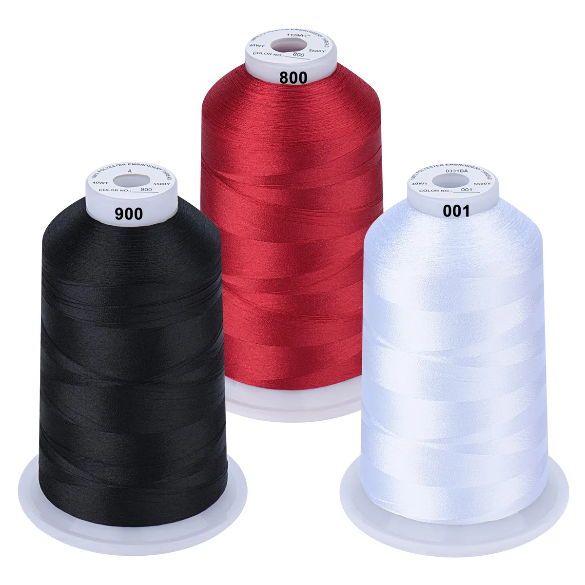 Simthread Maschinenstickgarn 5000M Spulen Set Polyester Stickgarn Klassische Farben - Weiß Schwarz und Rot für Babylock, Janome, Kenmore, Singer, W6 N Stickereimaschine