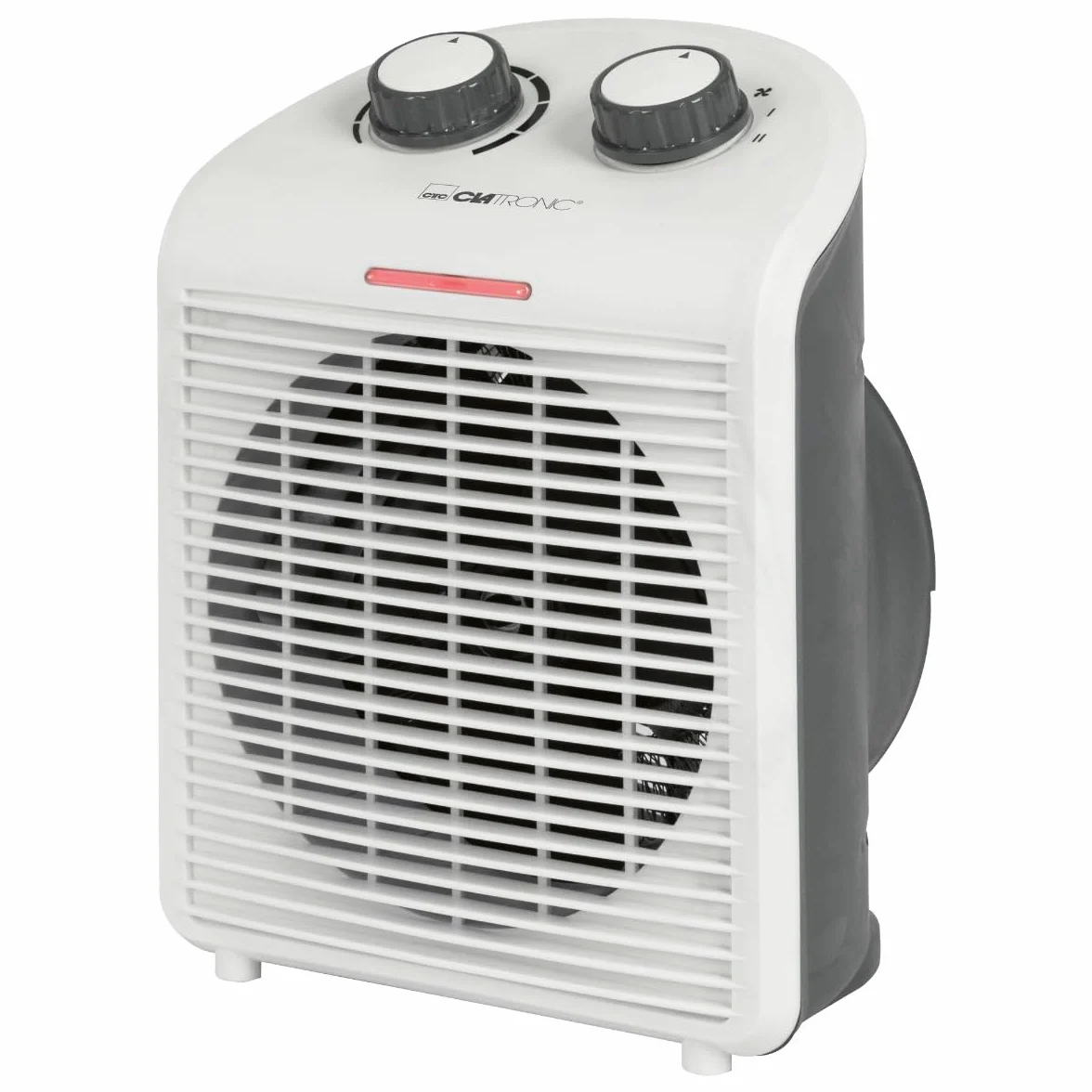 Clatronic Heizlüfter HL 3761, mobiler & kompakter Heizlüfter, 2 Heizstufen (1000/2000 W), Kaltstufe (Ventilator), stabiler Tragegriff, Grau-weiß, 263951
