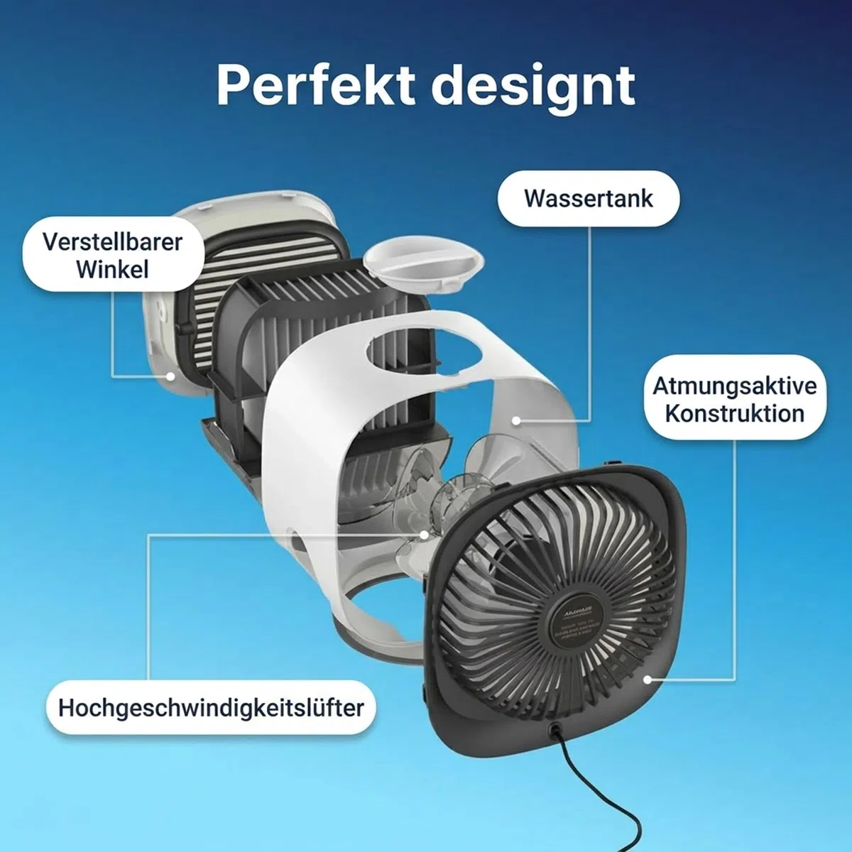 Airabreeze Luftkühler, Airzuma Portable, Airabreeze Air Cooler Kleine Wassergekühlte, Tragbarer Ventilator, Schwenkbar, Ideal Für Zu Hause Und Auf Reisen