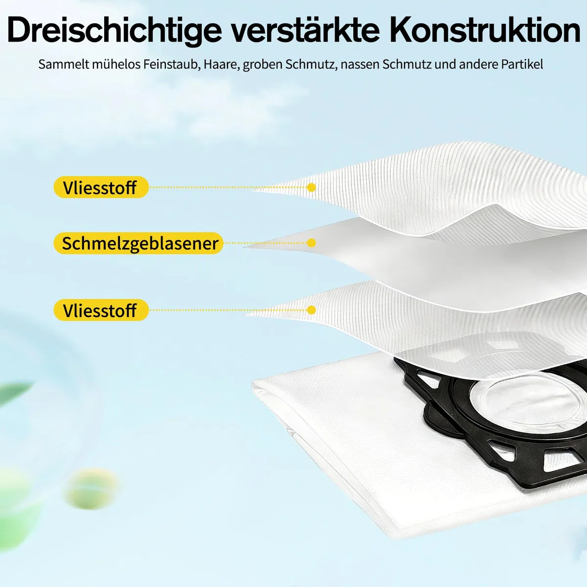 10 Stück KFI 357 Staubsaugerbeutel für Kärcher WD3 WD2/ KWD1 KWD2 KWD3/WD3.200-WD3.800M SE4001 SE4002Nass-/Für Nass- und Trockenbetrieb Staubsaugerbeutel,Ersetzt für Kärcher 2.863-314.0