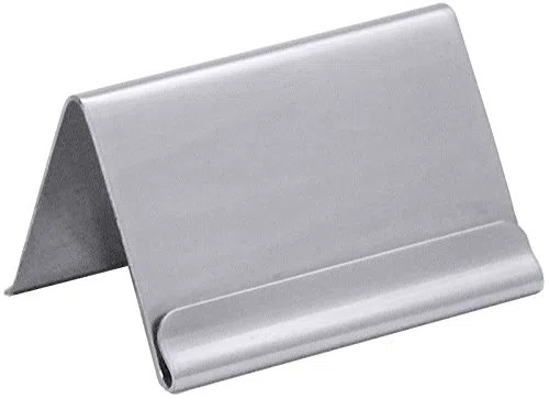 Kartenhalter aus Edelstahl 18/0, mit Falz für Kärtchen / A1 - für Karten bis zu 5,9 x 3,5 cm, A2 - für Karten bis zu 6,2 x 5,0 cm | ERK (A2-6,2 x 4 cm)