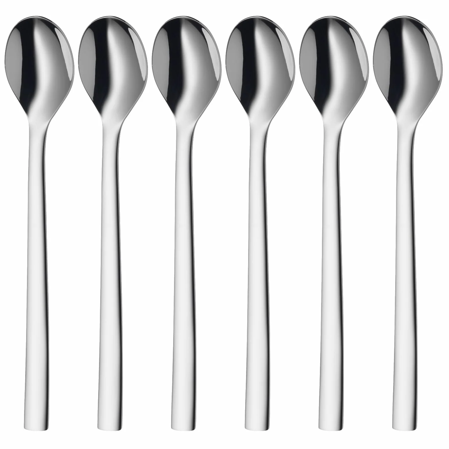 WMF Nuova Latte Macchiato Löffel Set 6-teilig, lange Löffel 19 cm, Joghurtlöffel, Cromargan Edelstahl poliert, spülmaschinengeeignet