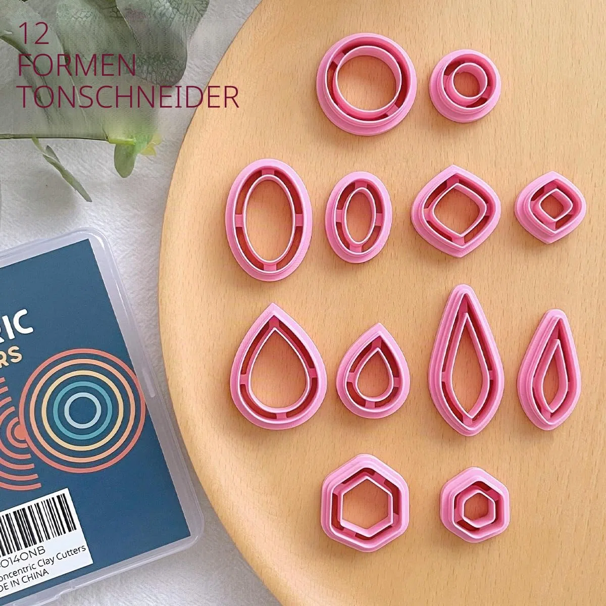 Keoker Konzentrische Kreis-Tonschneider für Polymer-Ton-Schmuck, 12 Formen, organische Polymer-Tonschneider für Ohrringe