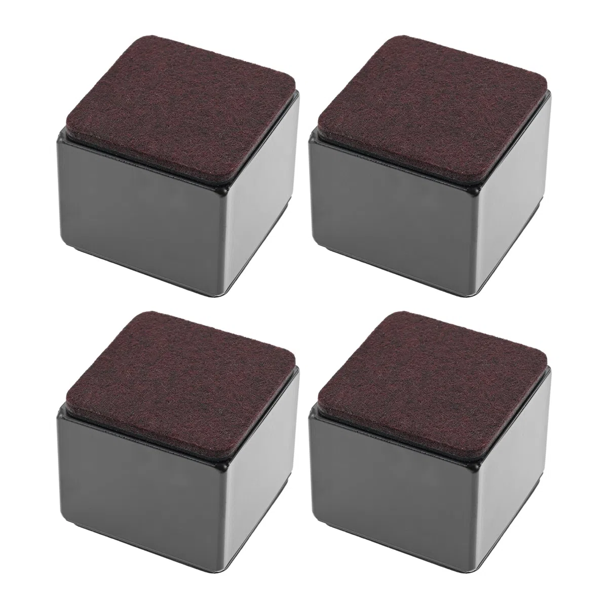 4 Stück Karbonstahl Möbelerhöhung 5 cm Hoch, Selbstklebende Möbelerhöhung, 60x52mm, Möbelfüße zum Kleben, Möbelerhöher für Sofa Tisch Schrank Bett Schreibtisch Erhöhung (Schwarz/Quadrat)