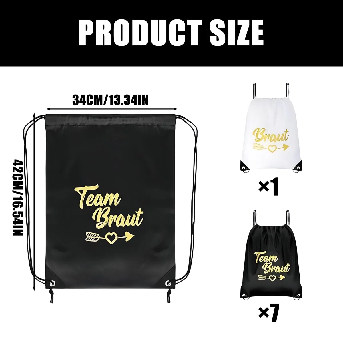 8 Stück Junggesellenabschied Frauen Team Bride Turnbeutel mit Kordelzug, JGA Frauen Turnbeutel, Damen Team Bride Rucksack Set, Braut Tasche Braut Bride Kordelzug für Braut Damen