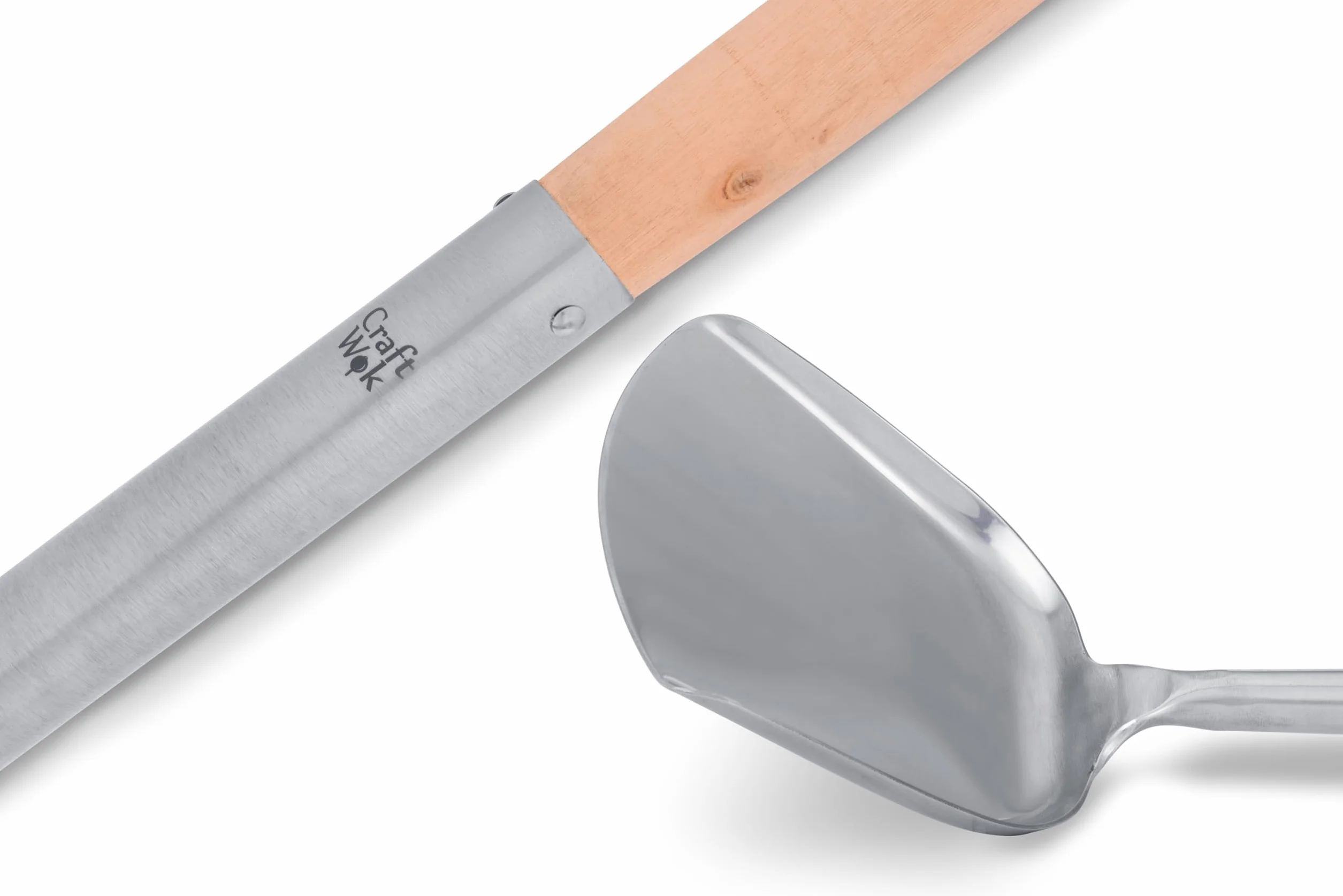Craft Wok Schöpflöffel und Pfannenwender-Set mit Holzgriffen für asiatische chinesische Woks aus Karbonstahl, traditionell / 732W325