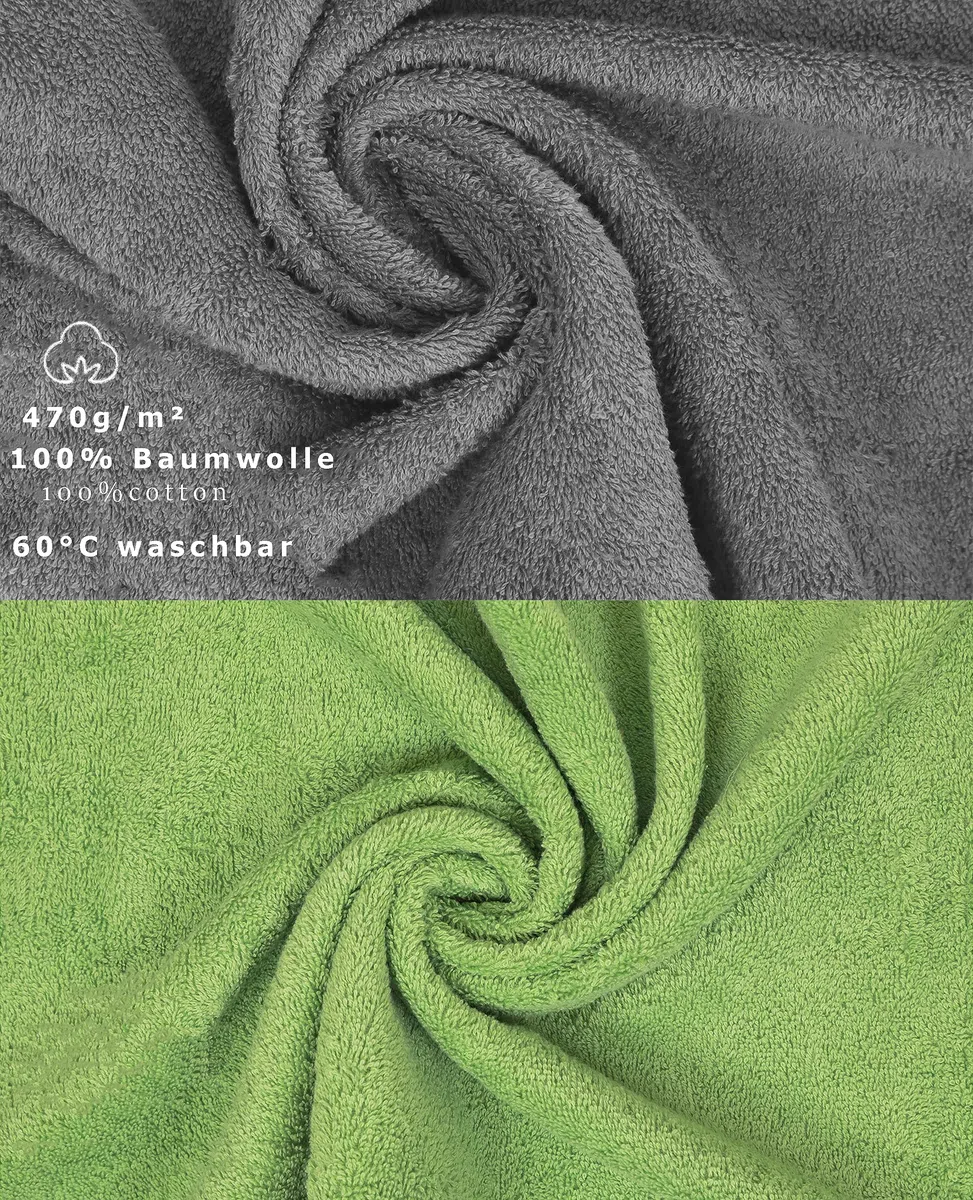 Betz 10 Stück Seiftücher Premium 100% Baumwolle Seiflappen Set 30x30 cm Farbe anthrazit Grau und Apfel grün