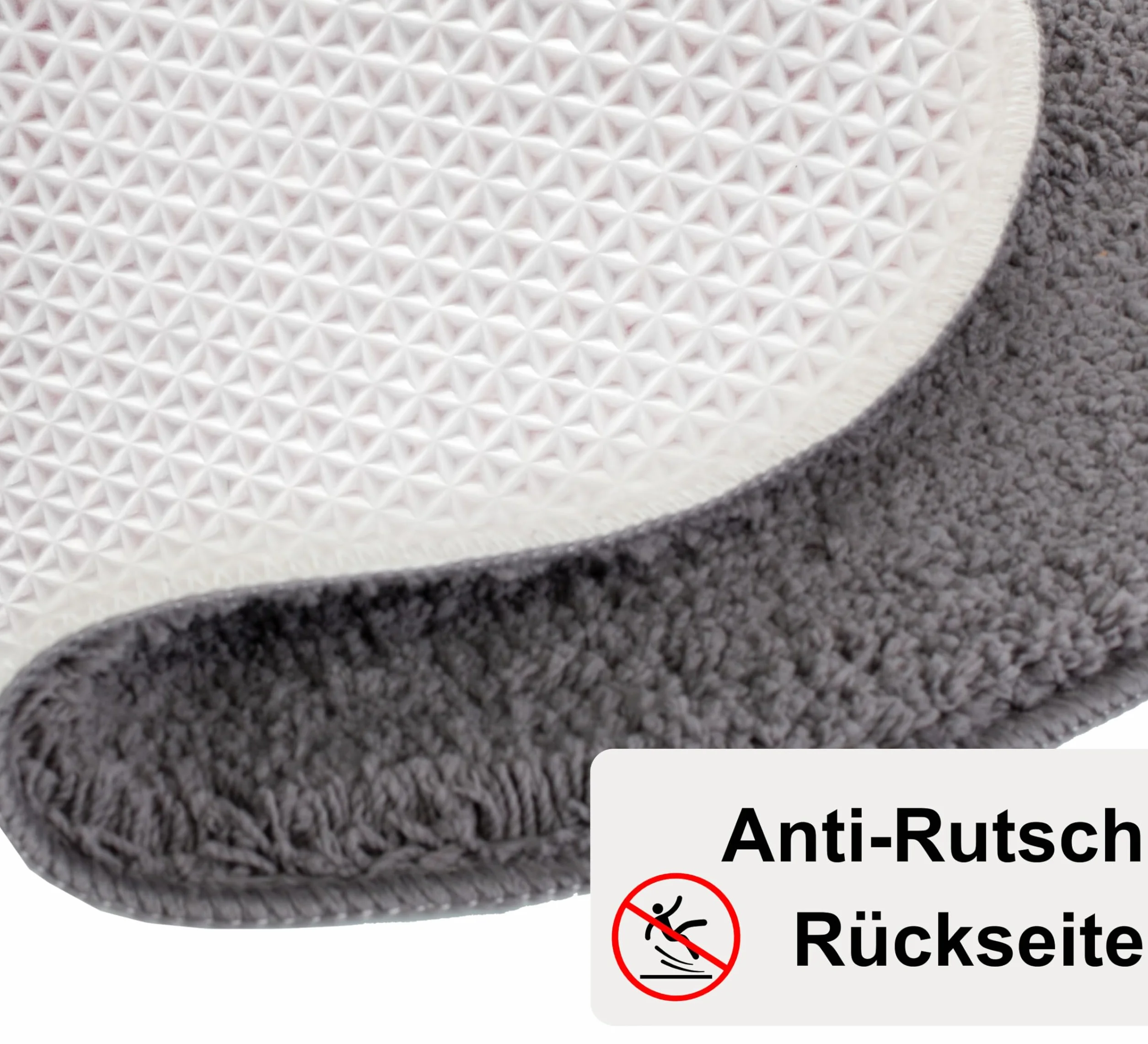 Brandsseller Badezimmerteppich Ø 60 cm Badvorleger Badematte Badteppich rund Chenille rutschfest saugstark maschinenwaschbar - Grau