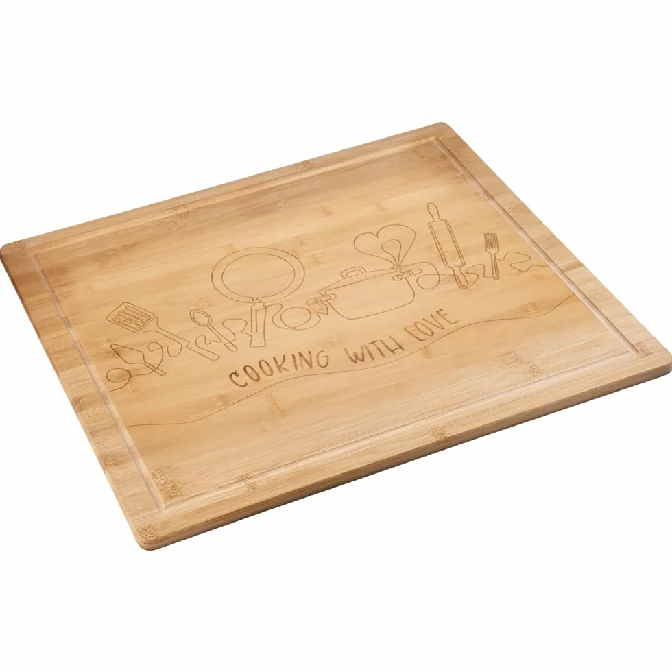KESPER | Buffetplatte/Herdabdeckplatte mit Einbrand, Material: Bambus, Maße: 56 x 50 x 4 cm, Holzstärke: 1,6 cm, Farbe: Braun | 58598 13