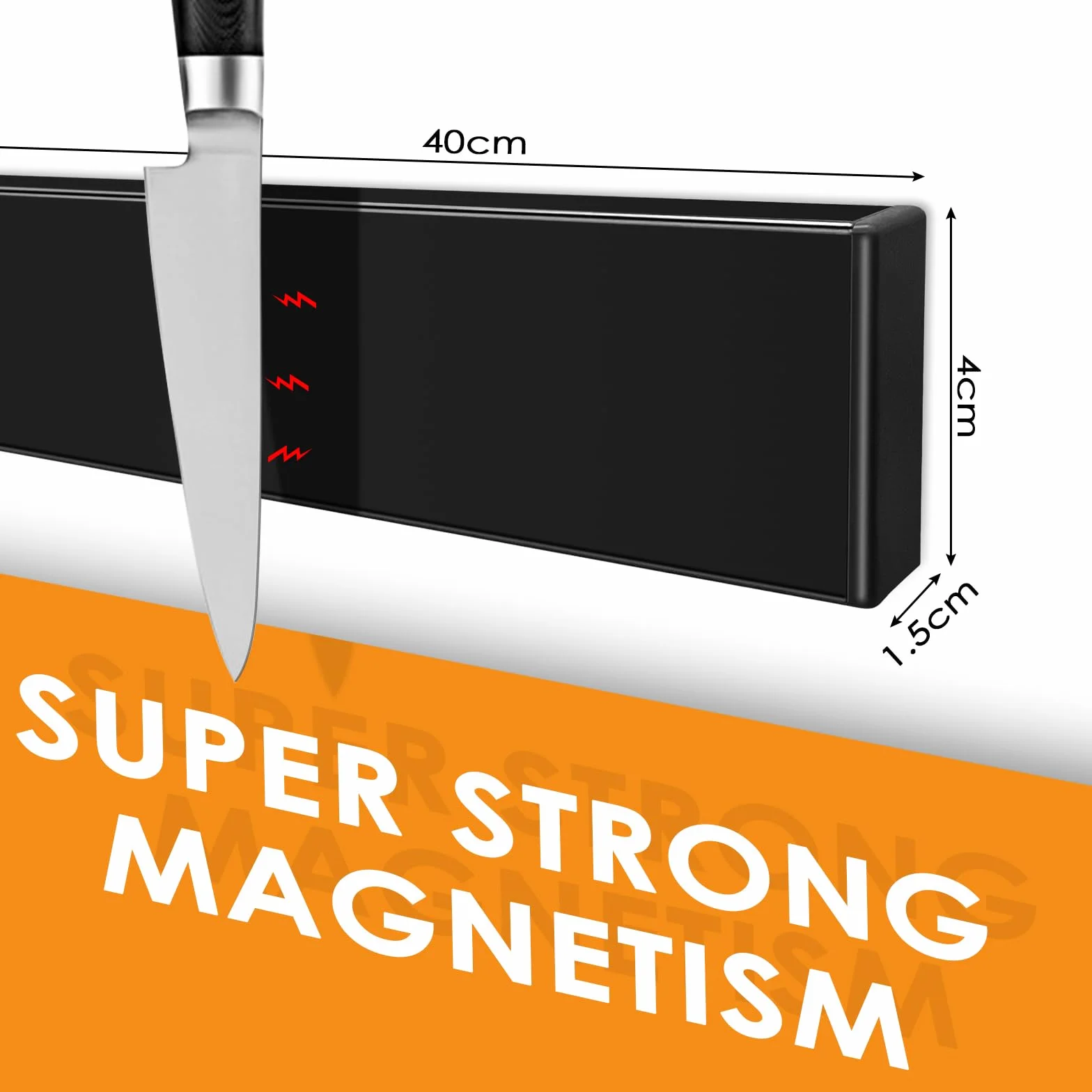 Fousenuk 40cm Magnetleiste Messer, Edelstahl Messerhalter Magnetisch, Selbstklebend Magnet, Knife Holder, Messermagnet Küchenleiste Messerleiste Halterung, Kann Ohne Bohren Installiert Werden Stark
