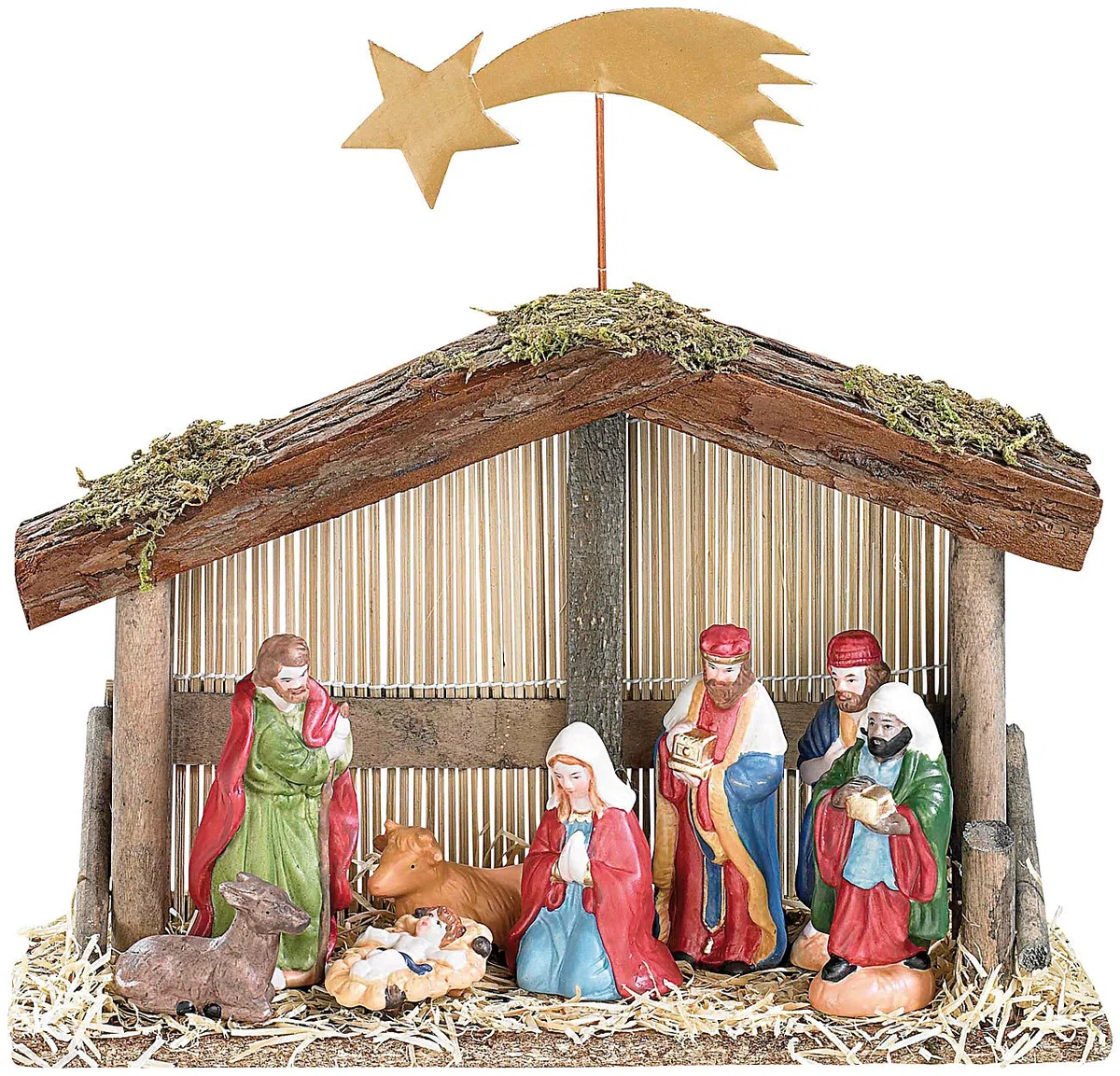 PEARL Weihnachtskrippe: Weihnachts-Krippe (10-teilig) mit handbemalten Porzellan-Figuren (Krippe kaufen Weihnachten, Weihnachtskrippe Porzellanfiguren, Winter)