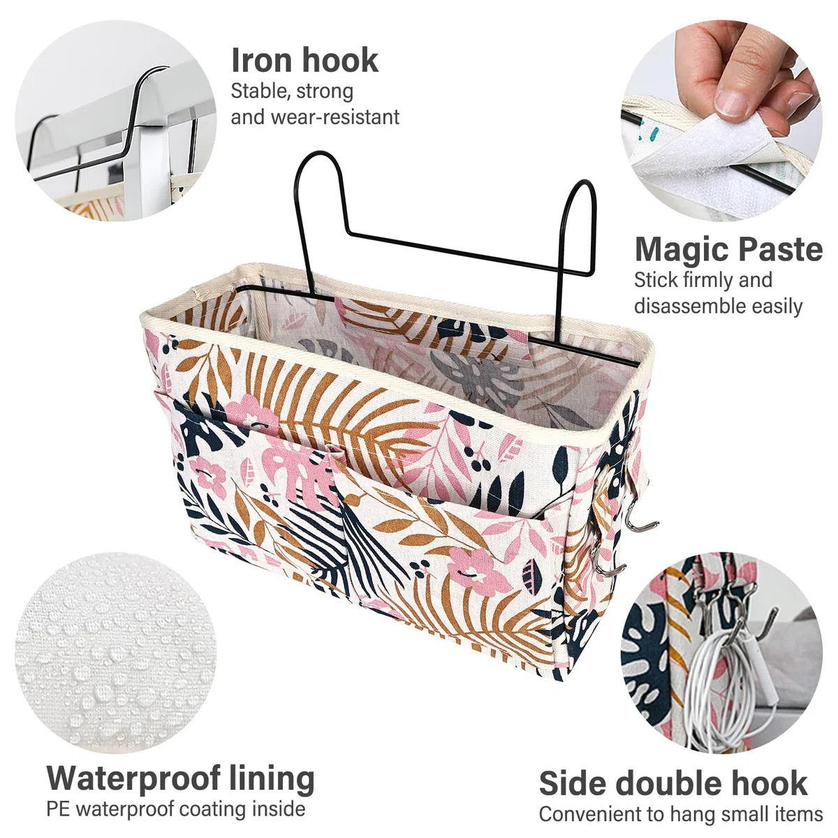 2 Stück Betttaschen Hochbett, Bett Organizer, Betttasche zum Einhängen, Hochbett Hängetasche Organizer, Bettaufhänger Nachttisch Tasche, Hängend Aufbewahrungstasche für Buch Magazin Kopfhörer