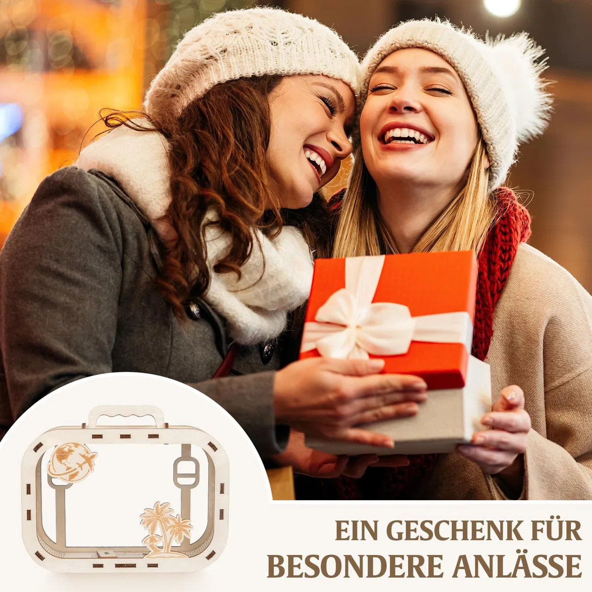 Spardose Holz mit Aufklebern Reise, Wunscherfüller Geldgeschenke, Dekoration Kreative Wiederverwendbare Geldkassette Holzspardose für Junge, Mädchen, Erwachsene, Geburtstag