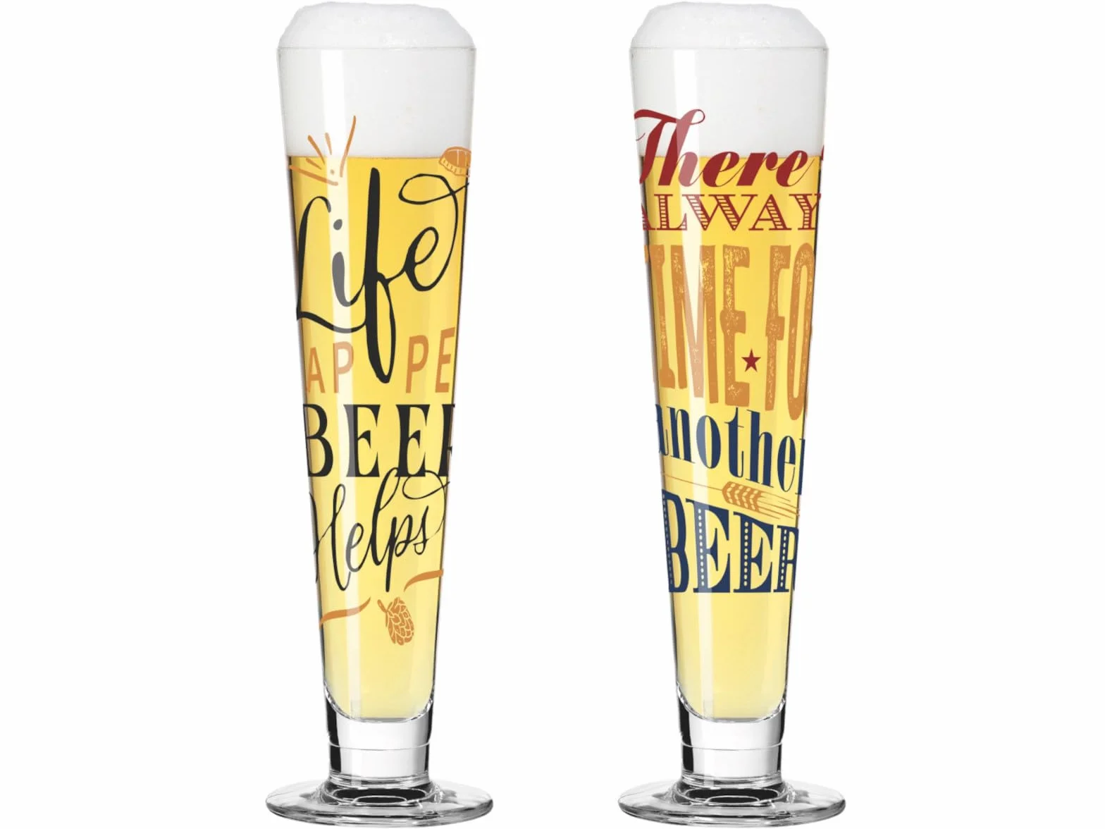 RITZENHOFF 6271002 Bier-Glas 330 ml - 2er Set - Serie Heldenfest - mit Spruch, mehrfarbig - Made in Germany