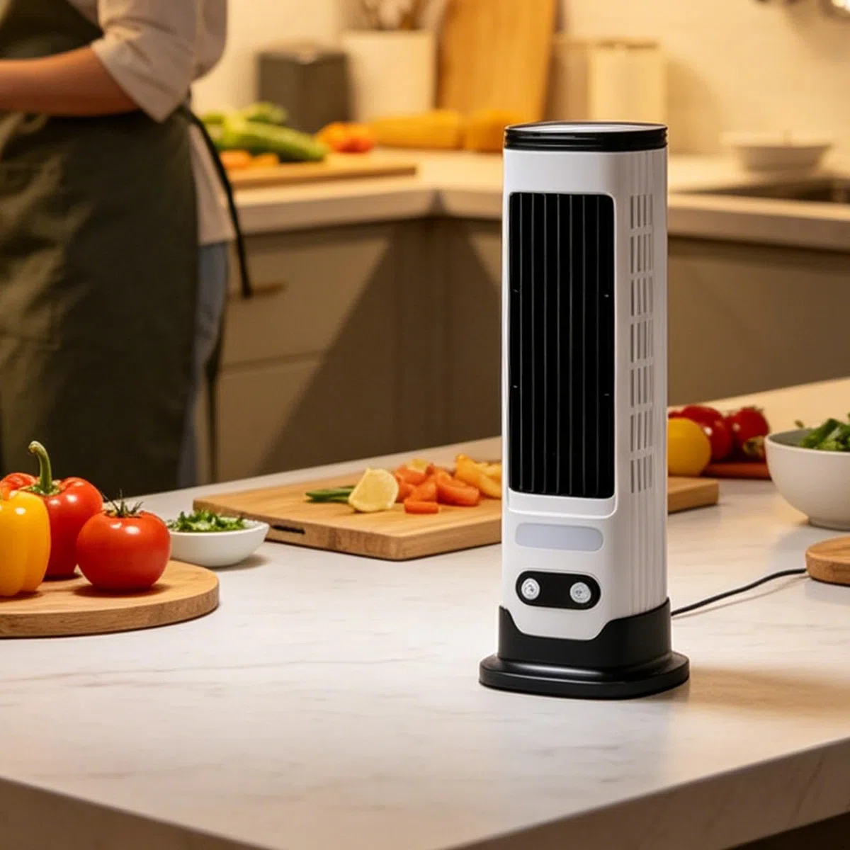 Genérico Turmventilator | 5 Lüftungsgeschwindigkeiten | USB-Turmventilator, wiederaufladbar, leise, mit verstellbarem Gitter für Schlafzimmer, für Camping, , Zuhause, Büro und Schlafzimmer