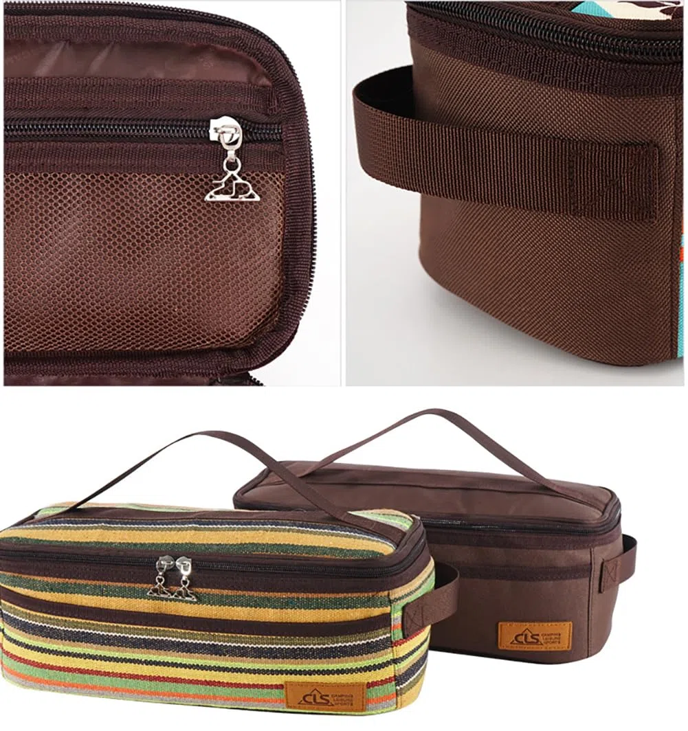 Outdoor Bestecktasche Leer Camping Besteck Aufbewahrungstasche Tragbar Essstäbchen Löffel Geschirr Organizer Tasche Picknick Besteckbeutel mit Tragegriff Outdoor Kochgeschirr Tasche Bunt