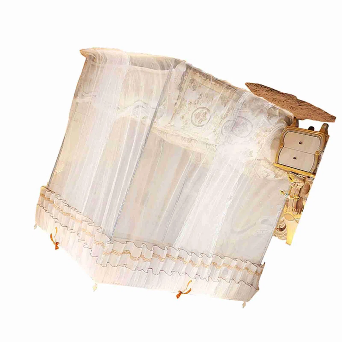 Vier-Eck-Moskitonetz, Schönes Spitzendesign, Einfacher Zugang für Damen, Schlafzimmer-Dekoration, Robustes Polyester-Material (180 * 200 * 200)