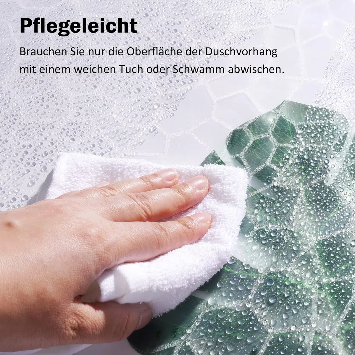 AooHome Duschvorhang Transparent, 180x200cm mit 5 Magnete unten, Antischimmel Wasserdicht Duschvorhänge mit 12 Ringe Hexagon Muster, Wasserfest für Badewanne Bad Vorhang