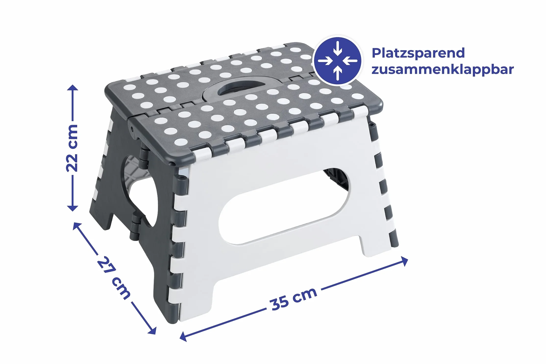 Maximex Klapphocker Secura - extrem belastbar bis 350 kg, Polypropylen, 35 x 22 x 27 cm, Mehrfarbig