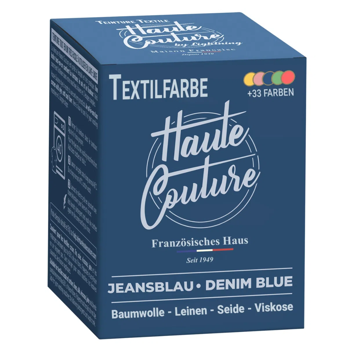 Haute Couture - Blau Textilfarbe - JeansBlau - 350g - Alles-in-Einem - Gebrauchsfertig für Kleidung und Stoffe
