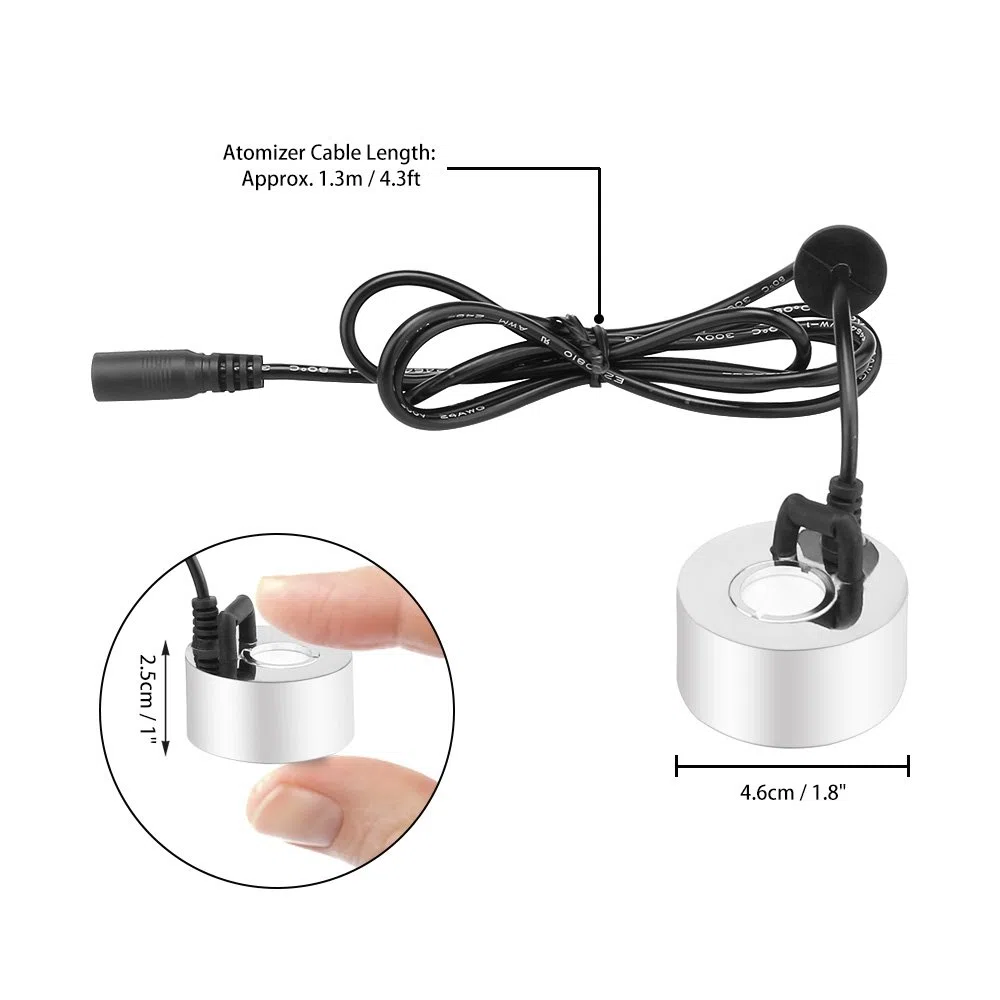 Ultraschall-Nebelmacher Fogger Metall Zerstäuber mit 24V Adapter, Ultrasonic fog maker Nebler Ultraschall Vernebler für Wasserbrunnen Teich Topf Steingarten Waschbecken