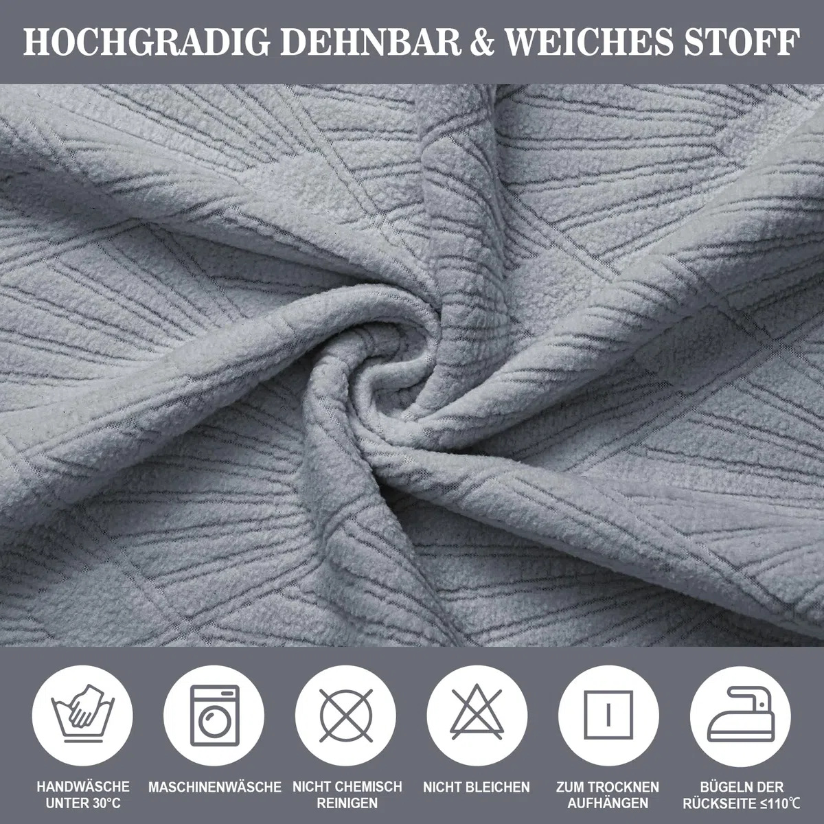Alishomtll Stuhlhussen 6er Set Stuhlbezug Jacquard Hussen für Stühle Elastische Stuhlhussen Schwingstühle Abnehmbarer Esszimmer Stuhlbezüge Freischwinger für Küche Restaurant Hotel Bankett (Grau)