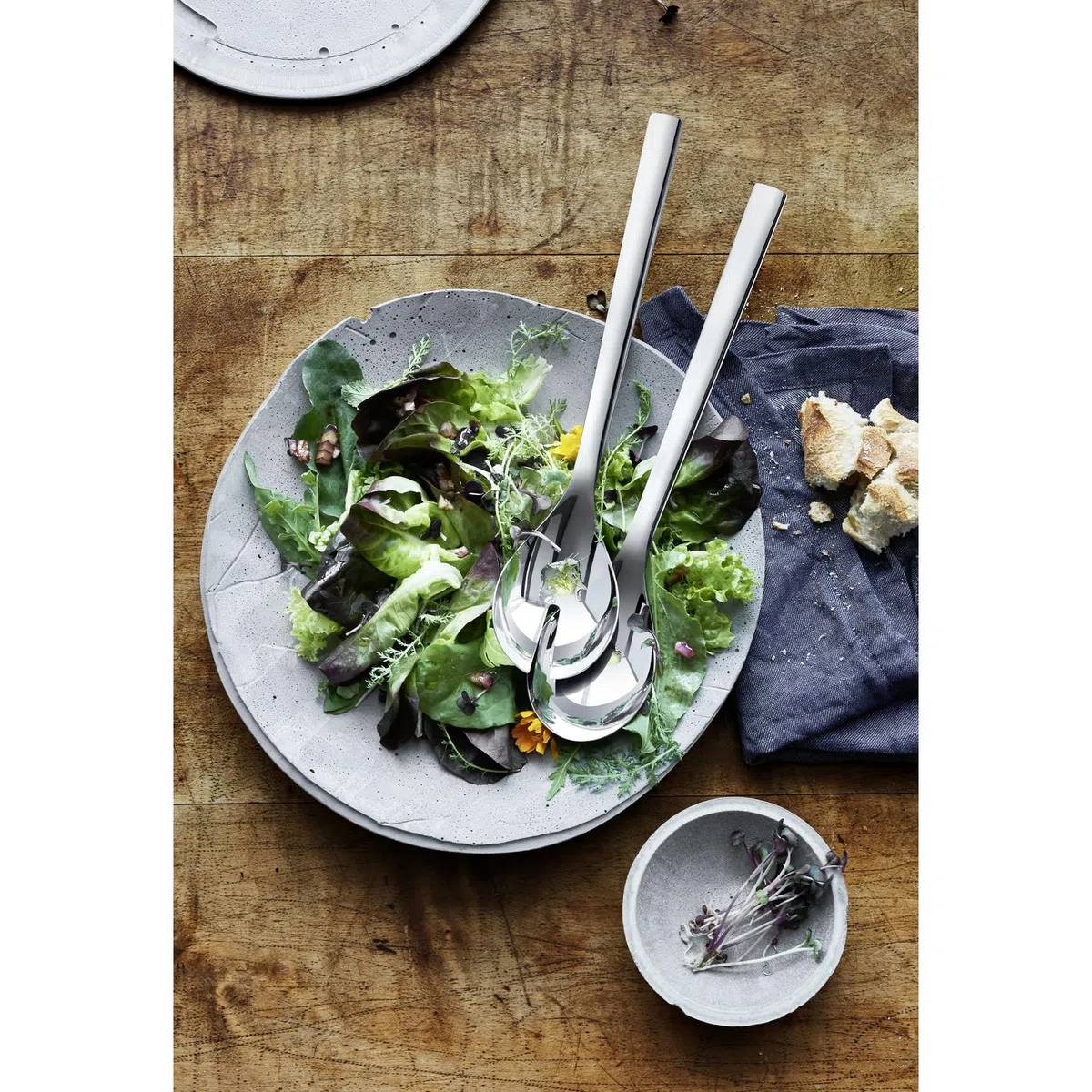 WMF Nuova Salatbesteck 30 cm, groß, Salatgabel und Servierlöffel, Cromargan Edelstahl poliert, spülmaschinengeeignet