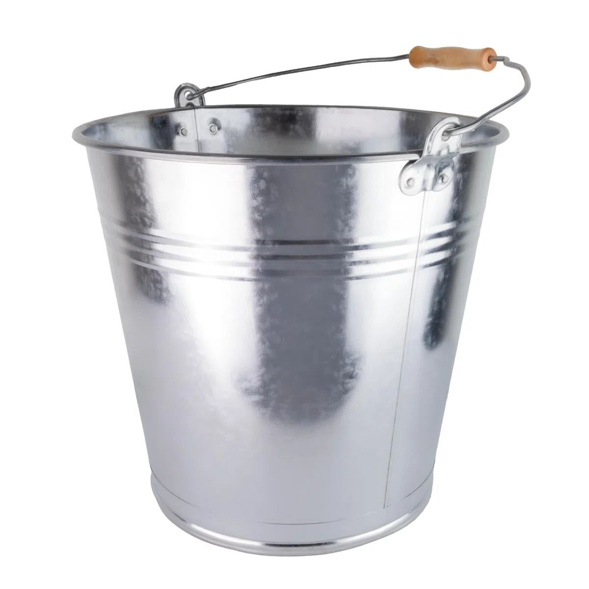 Zinkeimer 15 Liter mit Holzgriff, Metalleimer Robuster Zinkeimer mit Henkel, Vielseitiger Metalleimer für Garten als auch Dekoeimer, Haushalt und BAU, Verschiedene Größen verfügbar