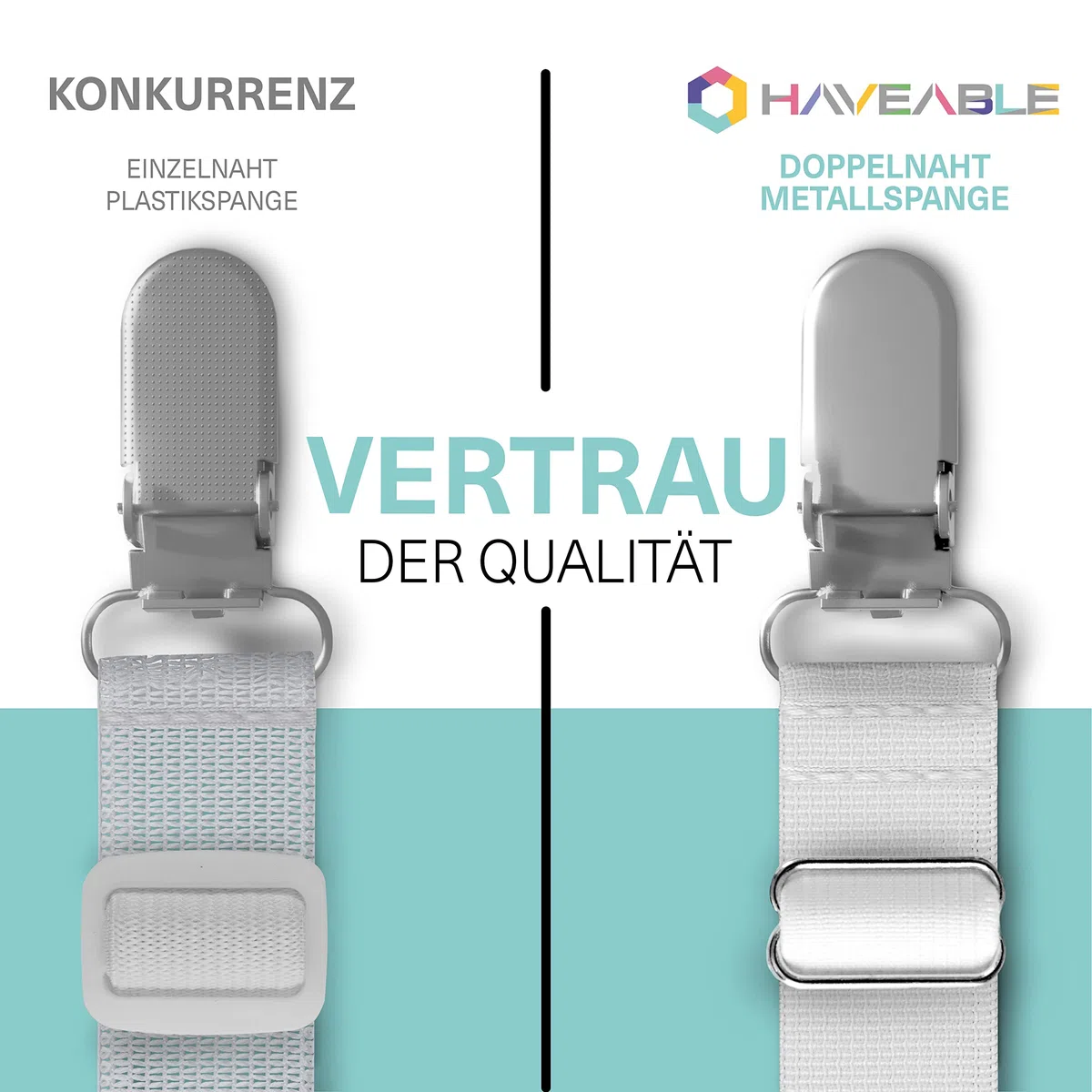 Bettlakenspanner verstellbar (8 Stück) für alle Matratzengrößen - Premium Betttuchspanner mit hochwertiger Metallspange (50-200cm) - für faltenfreie Bettlaken und Topper