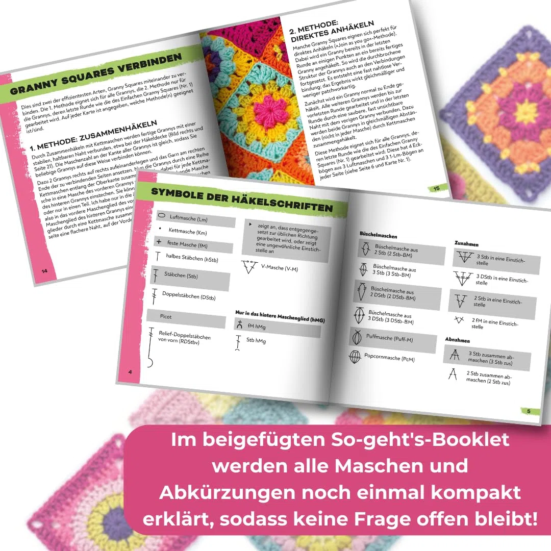 Granny Square Häkel-Karten (Deutsche Ausgabe). 50x häkeln, mixen und matchen. Mit Häkelschrift und Foto zu jedem Granny Square und praktischem So-geht's-Booklet, Yellow