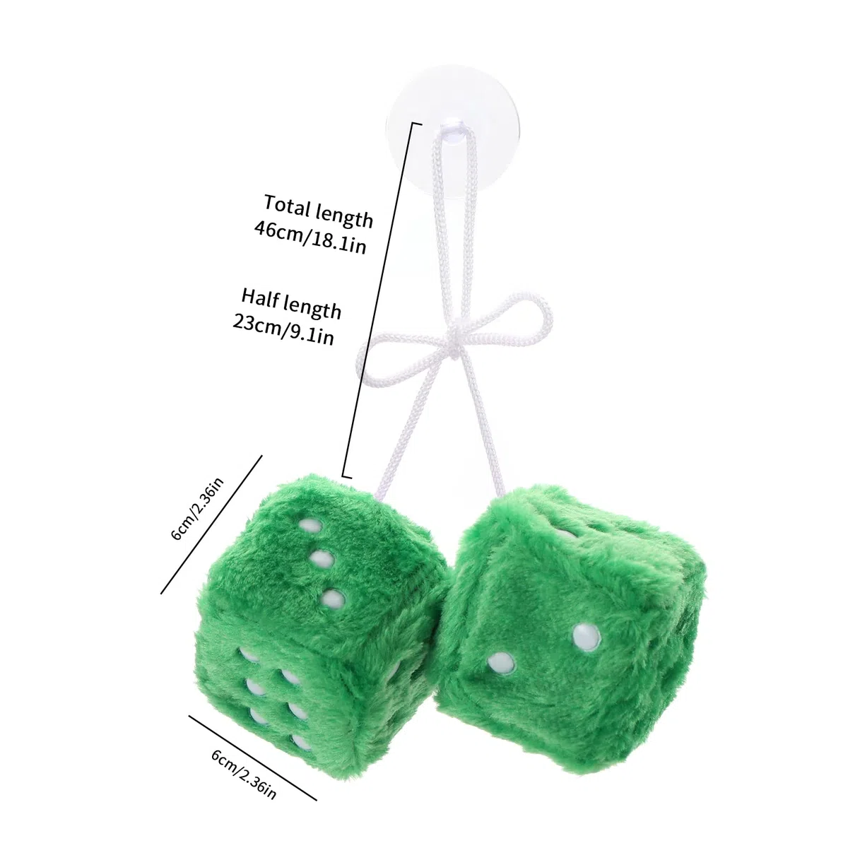 Hängende Pelzige Würfel Weiche Plüschwürfel Anhänger mit Saugnapf Dekoration für Autoinnenraum Heim Büro, 6x6x6cm Grün