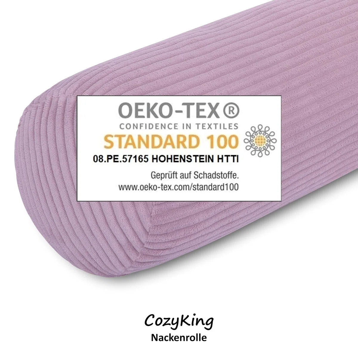 Nackenrolle Cord Rosa Nackenkissen Öko-Tex 100 zertifiziert und 40°C waschbar - Nackenstütz-Kissen mit Bezug, rund für Auto, Flugzeug, auf Reisen oder zum Lesen und Relaxen zu Hause - 15x40 cm