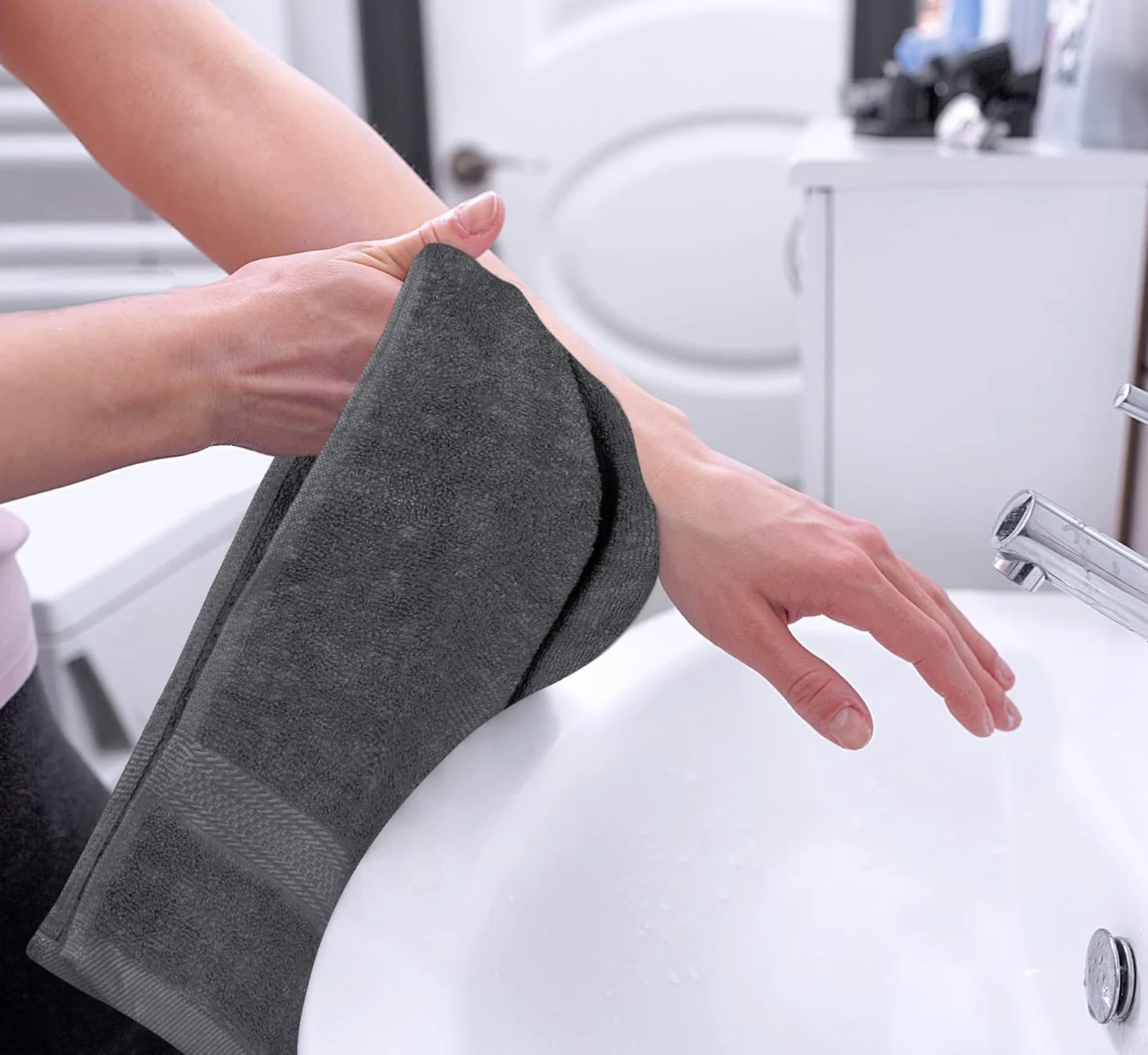 Utopia Towels - Handtücher Set aus Baumwolle - 100% Baumwolle ultraweich und sehr saugfähig, 41x71 cm - 6er Pack (Grau)