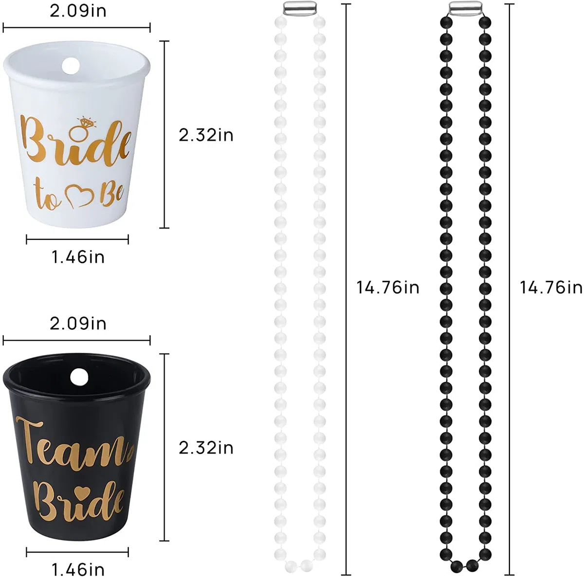 JUSTOTRY 12 Stück Bride to Be Becher Tasse für Bachelorette Party- Weiß Braut und Schwarz Team Bride für Junggesellenabschied Frauen, JGA Frauen Dekoration