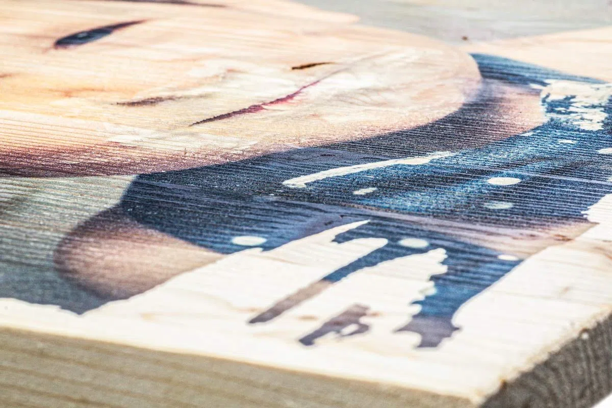 GRAVURZEILE Foto auf Holz Gedruckt - Vintage-Holz Bild - UV Direktdruck - Wandkunst - Personalisiert für Hochzeits- & Geburtstagsgeschenke - Größe: S (11 x 11 cm)