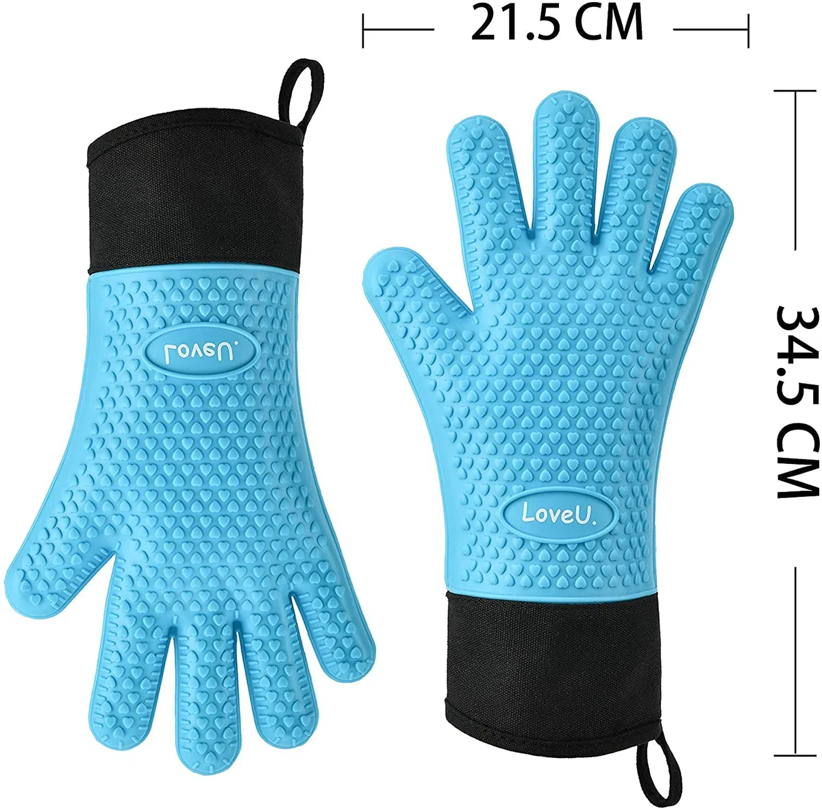 Grillhandschuhe – Doppelschicht Backhandschuhe aus Silikon und Baumwolle - Hitzebeständige Handschuhe/Ofenhandschuhe/Kochhandschuhe/Flexible Küchenhandschuhe - Perfekt zum BBQ Backen