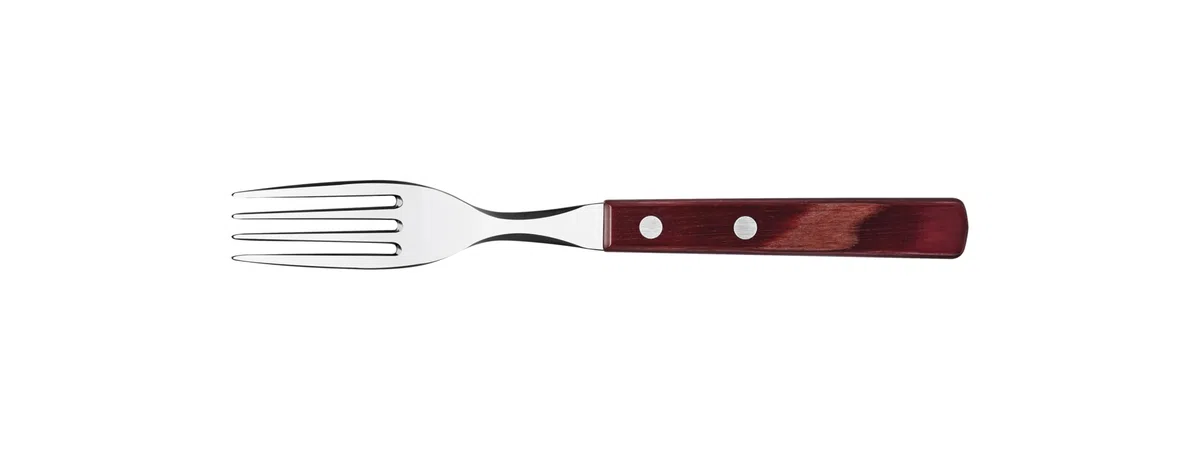 Tramontina Steakgabel Set, 6-Teilig, Edelstahl, Ergonomischer Griff, FSC-zertifizierter Holzgriff, Rot, Pizzagabel