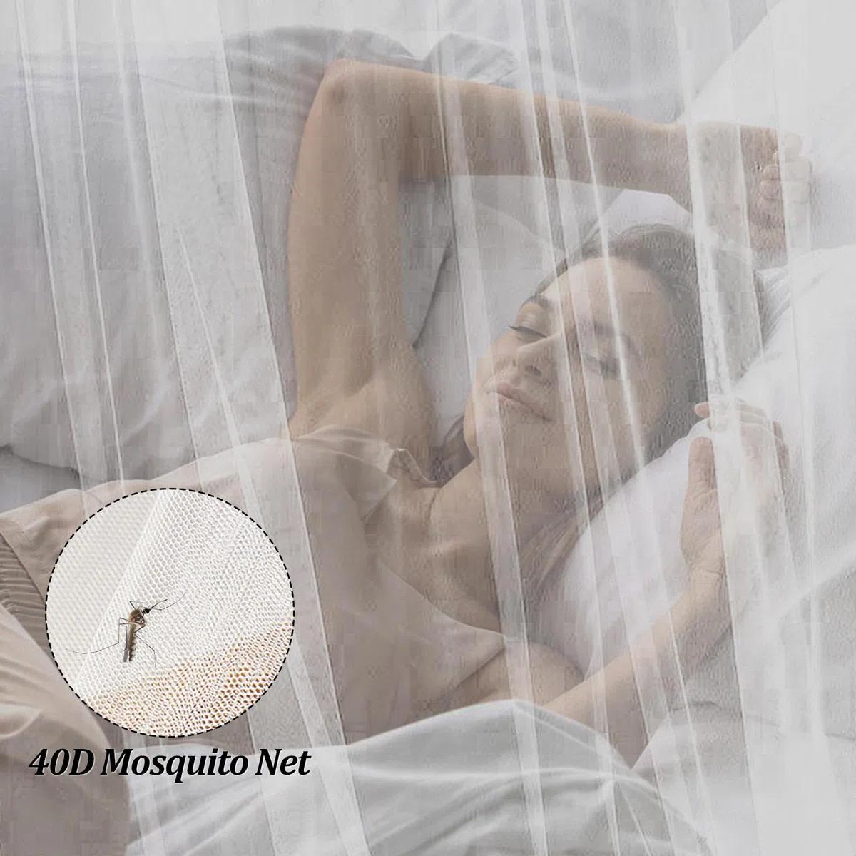 HOOPOE Moskitonetz Bett Reise,2 Stück Himmelbett Vorhänge,für Moskitonetz Doppelbett und Einzelbett,Mückennetz Feinmaschiges für Zuhause und Camping Betthimmel,Weiß 60x250x900cm