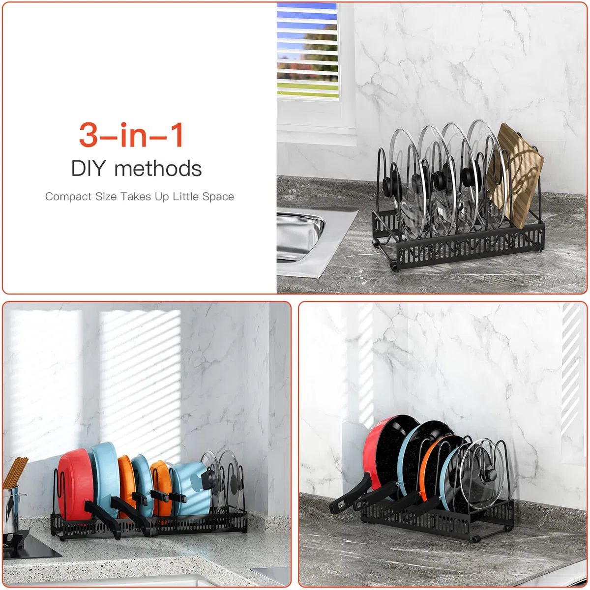 pfannenhalter, 10 Etagen pfannen, topf organizer, topfdeckel aufbewahrung, topfdeckelhalter, schneidebrett organizer, pfannenhalter für schrank, schublade