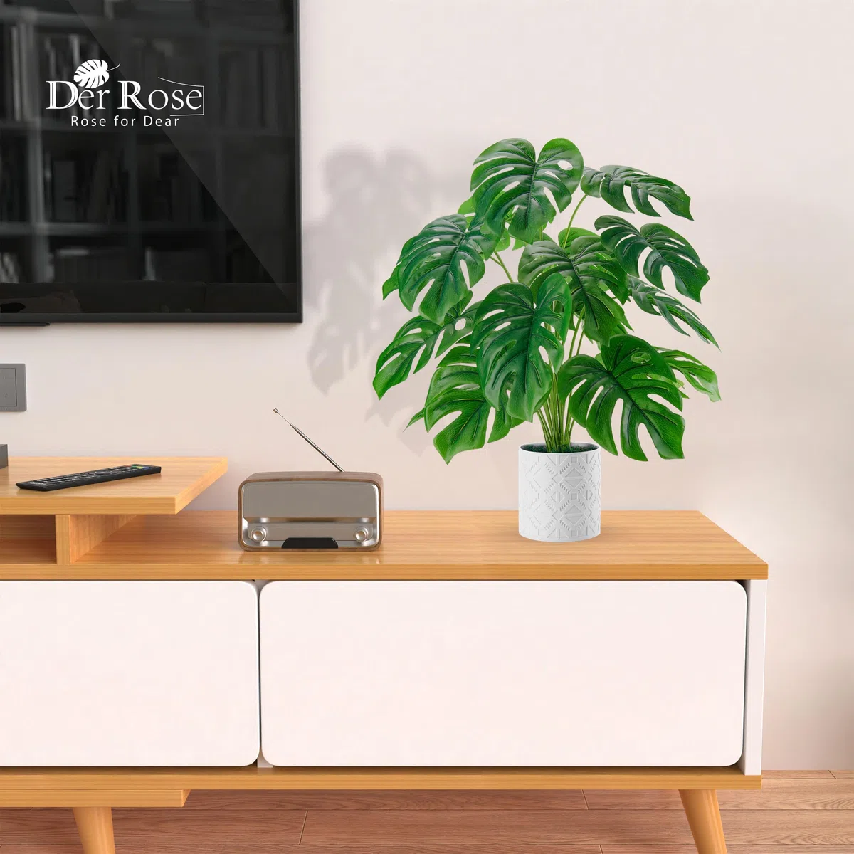 Der Rose Kunstpflanze Künstliche Pflanzen Wie Echt 71 cm Kunstpflanzen Groß Fake Plant für Boho Wohnzimmer Badezimmer Schlafzimmer Zimmer Balkon Deko