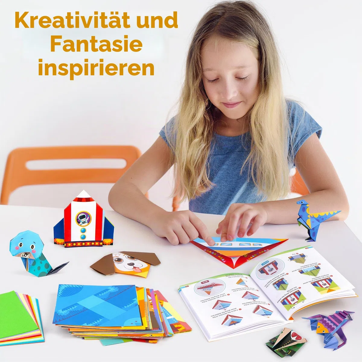 Mocoosy Origami-Papier-Set für Kinder, 224 Blatt doppelseitiges Origami-Papier mit Video-Tutorials und Anleitungsbuch, Origami mit 72 Mustern, Kunst Bastelset für Kinder Geschenk für Mädchen Jungen