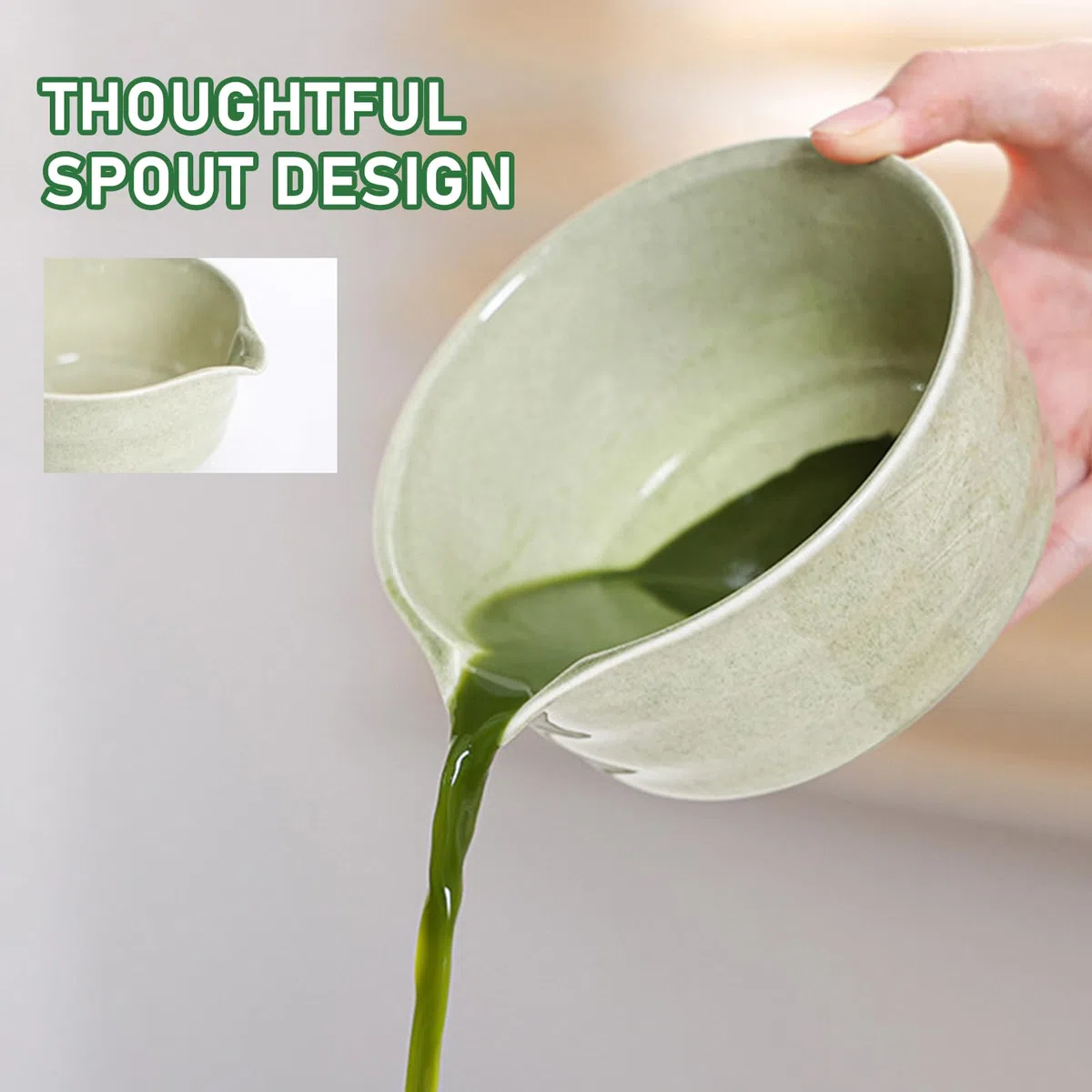 Matcha Tea Set Matcha Set 6-Teiliges Set Matcha Besen Matcha Schale mit Auslauf Japanisches Matcha Tea Set Matcha Besenhalter, Sieb, Schaufel, Tea Set (Matcha Farbe 6 STK Set)