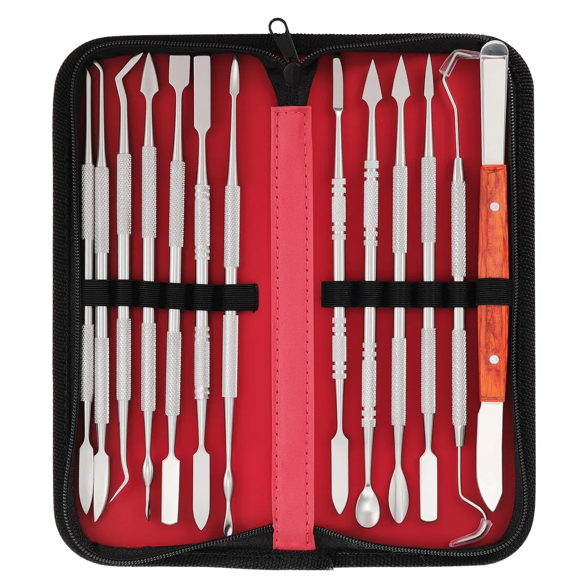 Coolty 13 Stück Wachsschnitzer Werkzeuge, doppelendiges Edelstahl-Wachs Ton Skulptur Schnitz DIY Werkzeugset, Spatel MeißeSchnitzer Set für Sculpting,Keramik Schnitzen mit Tragetasche