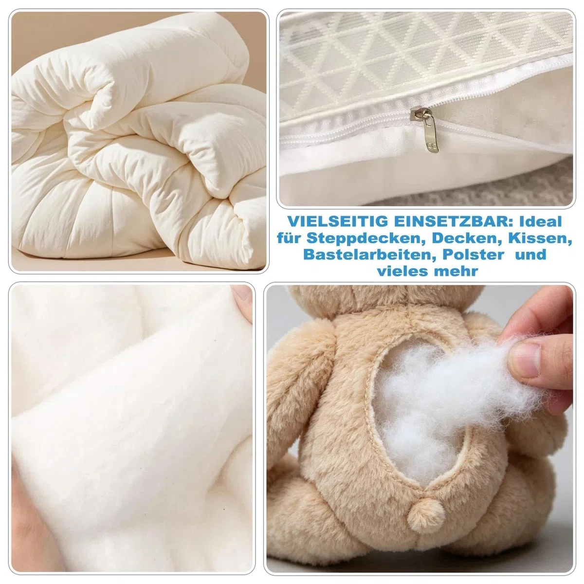 150cm x 2m Non-Woven Upholstery Wadding, 200g/m² 100% Polyester Batting Roll, Hypoallergenic & Flame Retardant Filling for Cushions, Bedding, Quilting and DIY Crafts